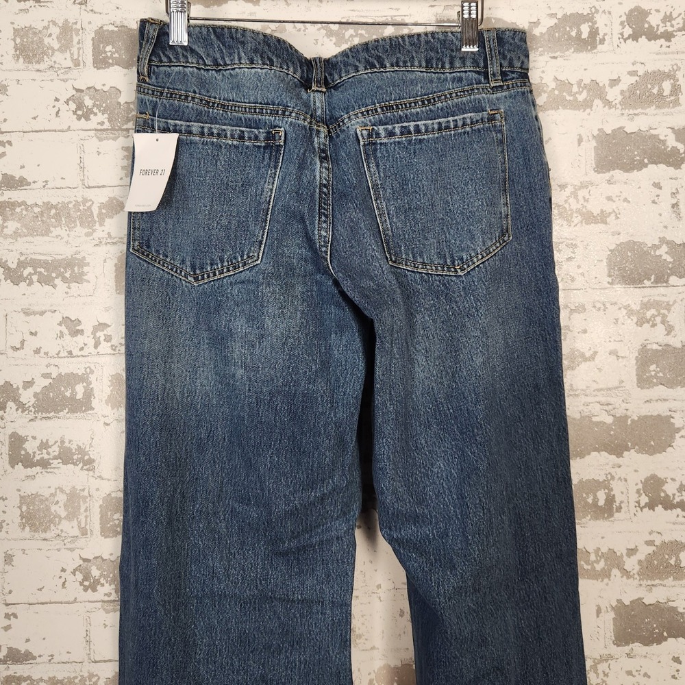 Forever 21 Jeans Women Size 27 Baggy Flare Wide Leg Ripped Distressed Y2K Denim - Picture 9 of 16